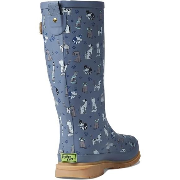 NEW Women's Unique Printed Tall 100% Waterproof Rain Boot Adjustable Strap - Picture 5 of 5